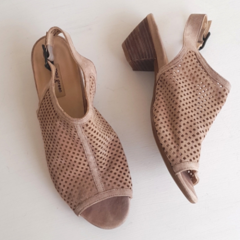 Paul Green Lois Open Toe Slingback Sandals Chunky Heel 7.5 US